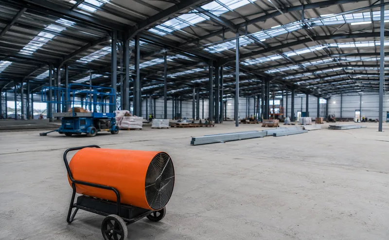 Fabrika ve üretim hangarlarında endüstriyel ısıtıcı kiralama